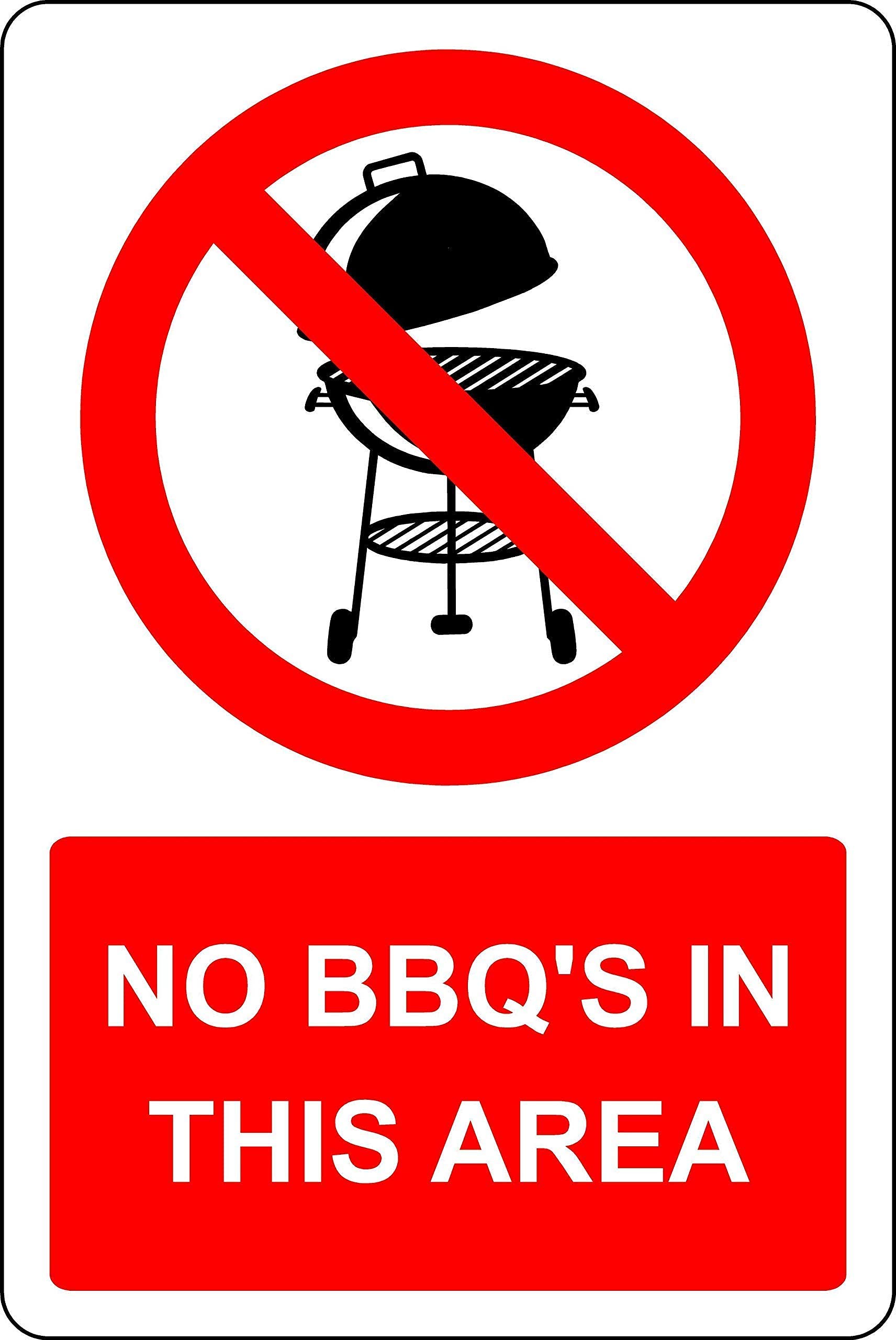Cartello di sicurezza antincendio No Bbq'S in This Area, in alluminio, 20 x 30 cm