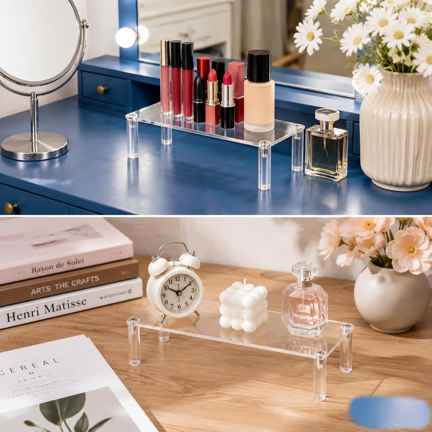 Acrylic Riser, Display Stand Clear Shelf 12 x3.15x2 inches