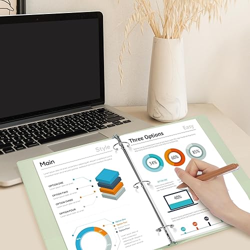 Miniatura 4 de SUNEE Carpeta de 3 anillos de 1 pulgada, paquete de 4 unidades, carpeta transparente de tres anillas, sin PVC (se ajusta a 8.5 x 11 pulgadas) para