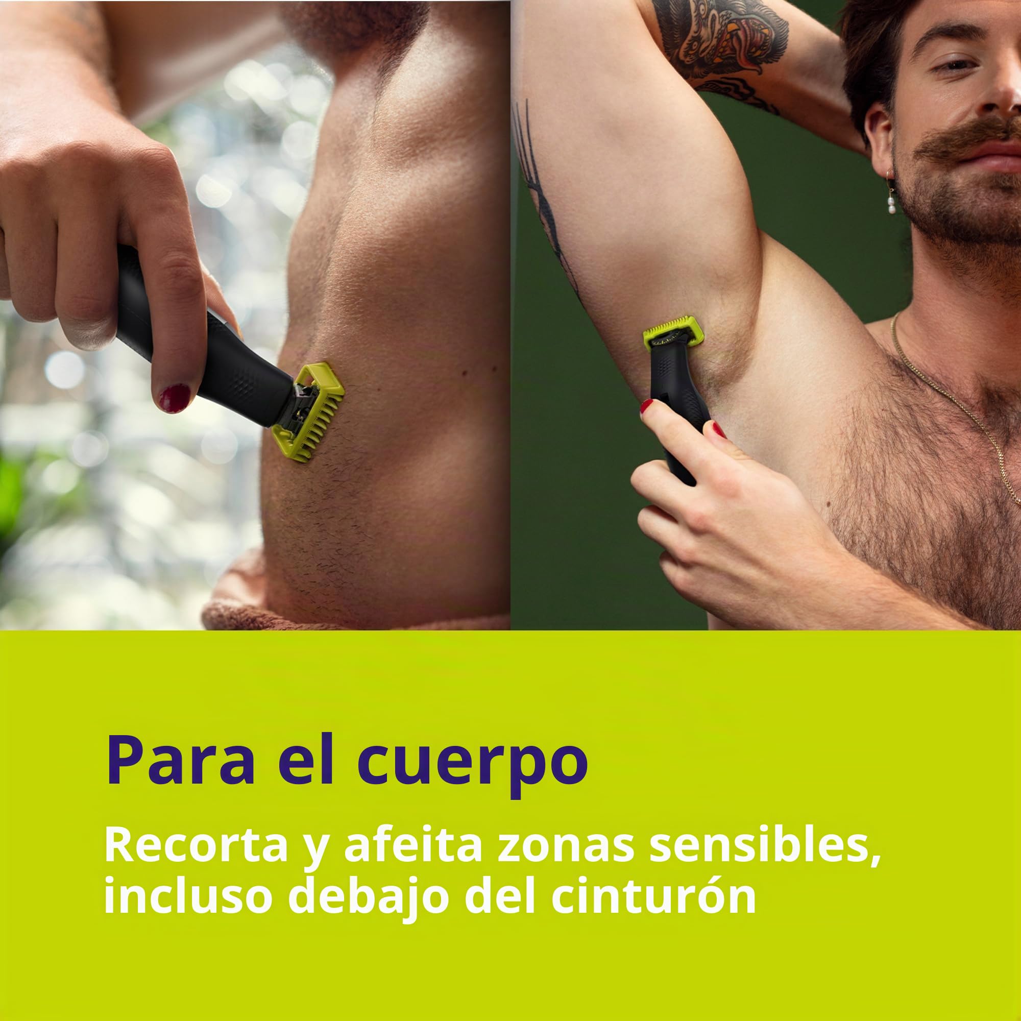 Philips Norelco QP6552/90 OneBlade 360 Pro, afeitadora eléctrica y afeitadora corporal con tecnología de cuchilla de 360 grados, 2 cuchillas de 360, peine ajustable de 20 longitudes, kit de cuerpo y