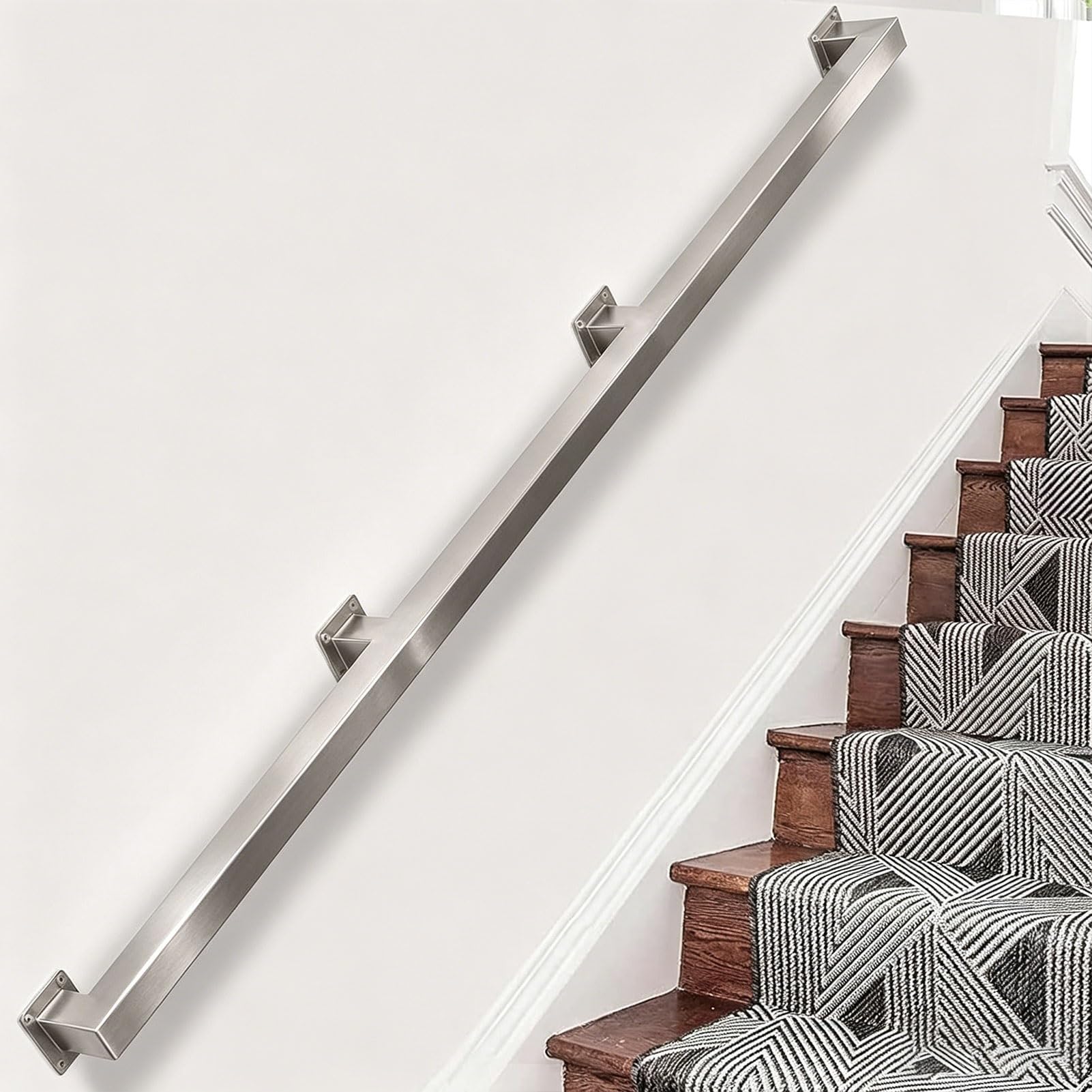 Stair Railing Indoor - Handrails for Stairs, Stainless Steel Staircase Hand Rails/Handrail, Industrial Wall Mounted Hand Rails Outdoor for Loft Porch Deck