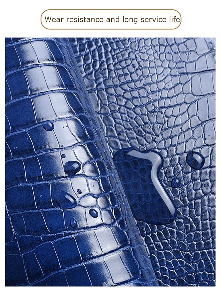 Tessuto in Ecopelle Finta Pelle al Metro Modello Coccodrillo Tessuto da Tappezzeria Largo 138cm per Sedia Divano, Artigianato Fai da Te# Colour: Red，Size:1.38x1m(Blue,1.38X7m)