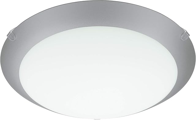 Eglo Mars 1 Ceiling Light 1 Bulb Wall Light Made of Steel, Colour: White, Glass: White Satin with Silver Edge, Socket: E27