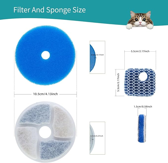 Filtro para Fuente de Agua para Gatos, 8 Paq, Repuesto para Fuente Automática miniatura 7