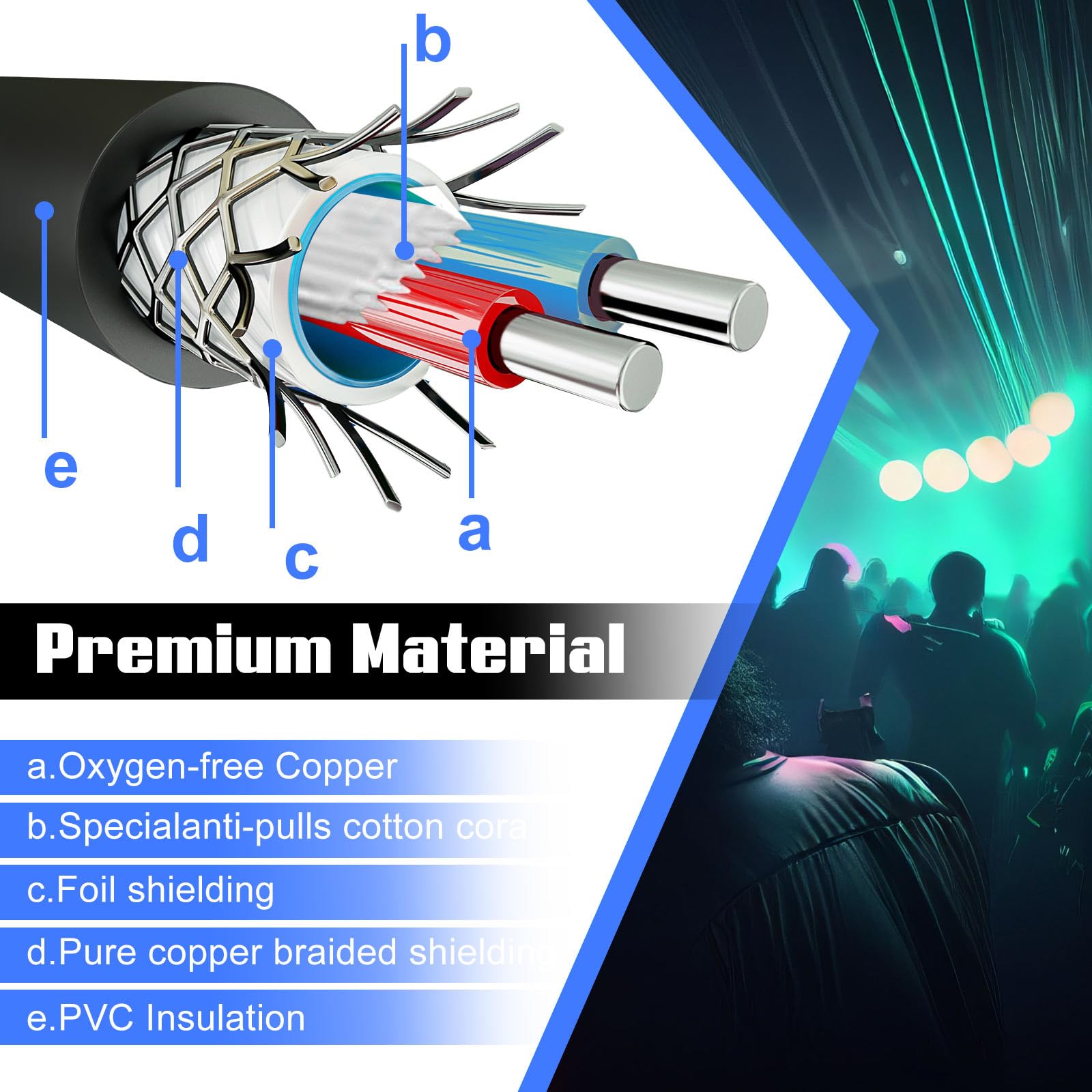 Xuhal 20 cavi DMX flessibili da 1 metro, cavi di segnale DMX con connettori in metallo, segnale XLR a 3 pin, connettore maschio a femmina, per illuminazione di palco, faretti, luci DJ, nero (2 m)