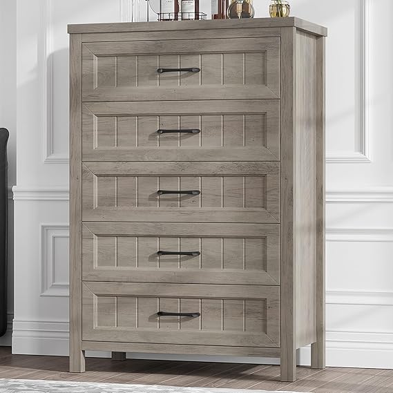 Amazon.com: Jocoevol 5 Drawer Dresser for Bedroom, Farmhouse Dresser ...