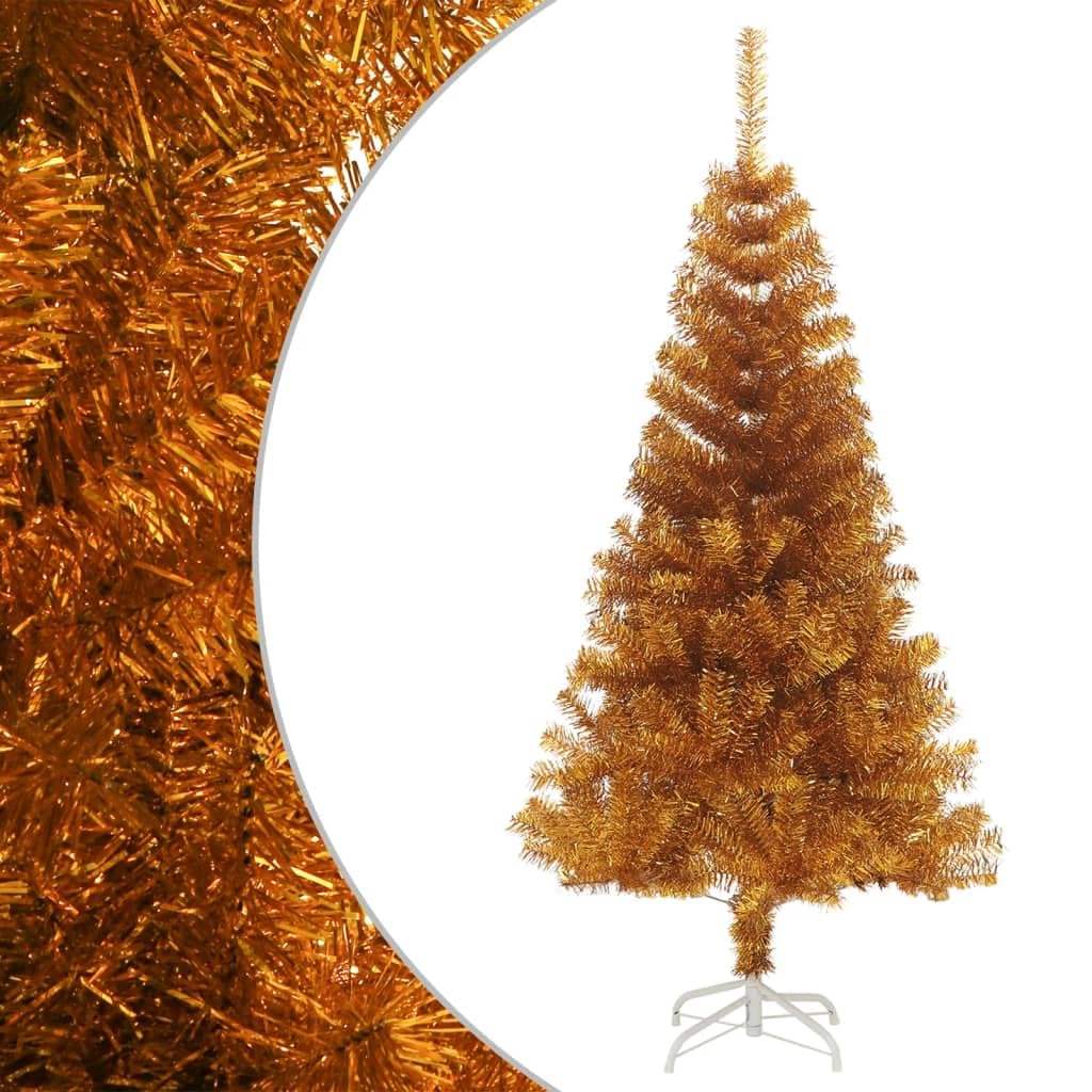 Árbol de Navidad artificial de 150 cm con soporte dorado, exuberante árbol de PET para espacios pequeños, decoración ideal para vacaciones y adorno festivo para el hogar para celebraciones de Navidad