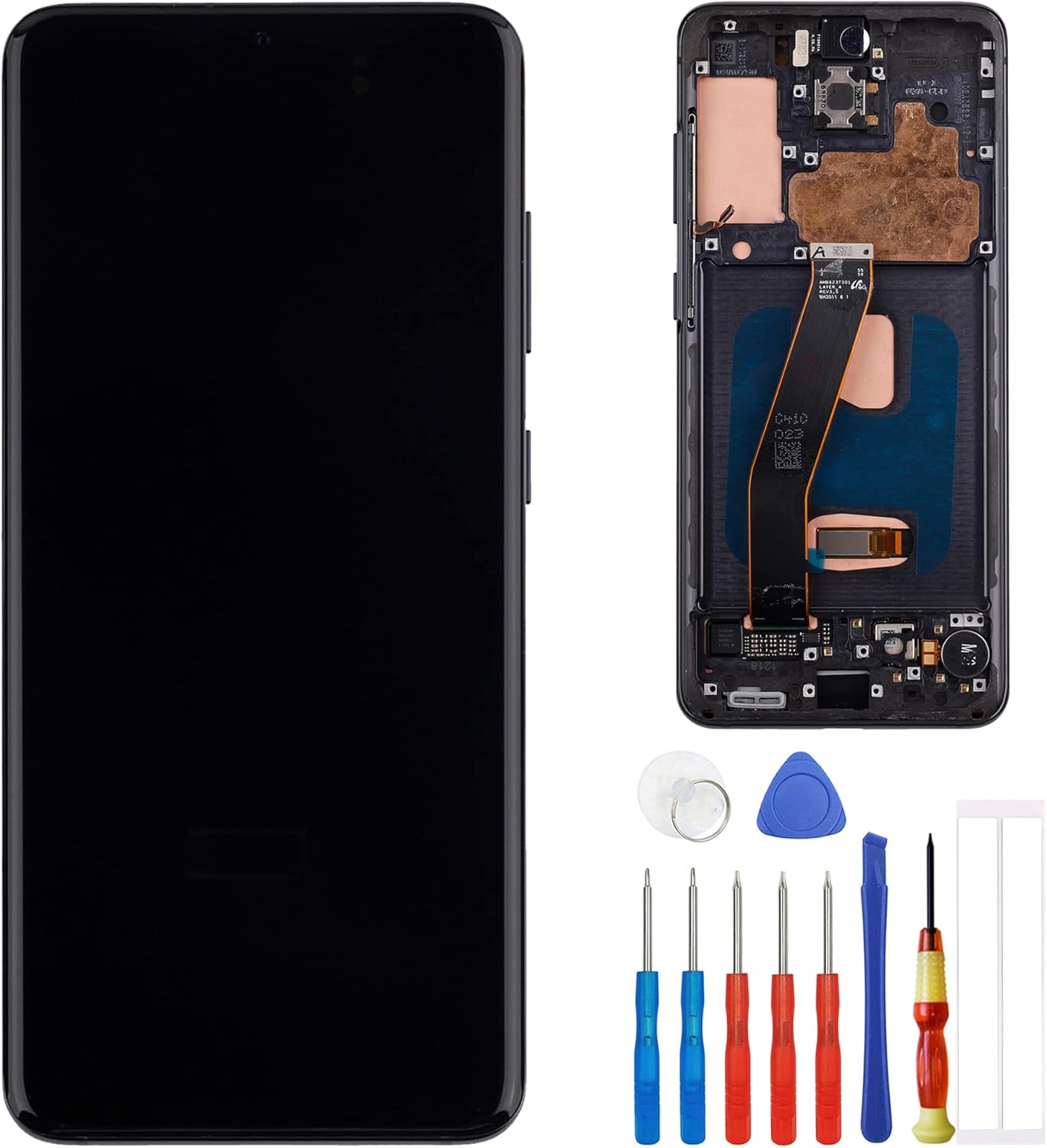 AMOLED Display Compatible with Samsung Galaxy S20 SM-G980 SM-G980F 6.2" LCD Touch Screen Display Assembly with Tools(Aura Black)