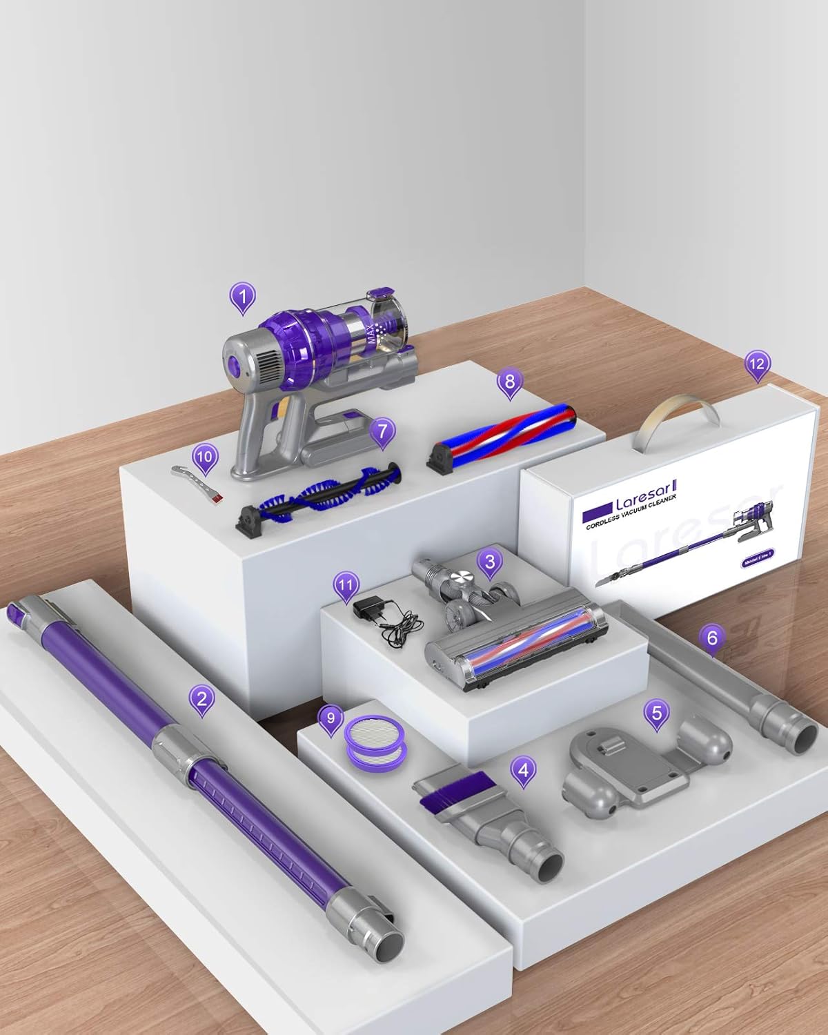 Diagram of Laresar Elite 1 vacuum components