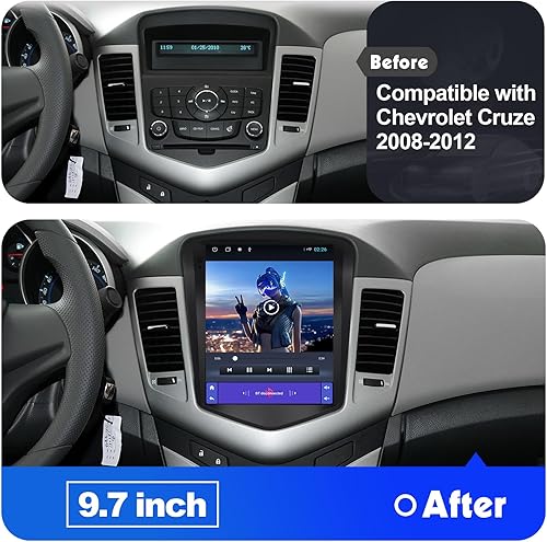 Miniatura 3 de 2+32G Android 12 Double Din Car Stereo for Chevrolet Cruze J300 2008-2012 with 9.7 Inch Vertical Touchscreen Radio Built-in Wireless CarplayAndroid