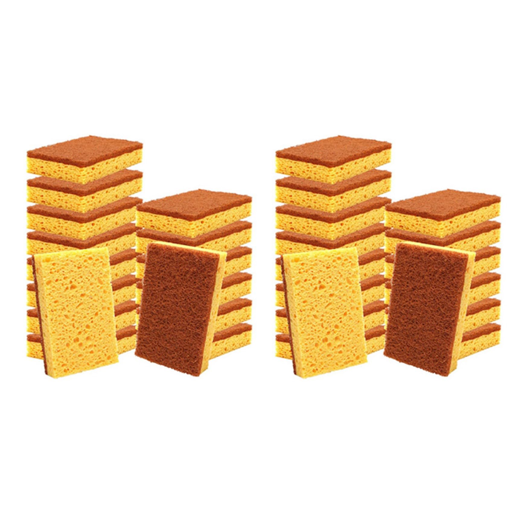 Hndhbfgrt 32 Pack,Biodegradable and Compostable Sponges Scouring Pad,Palm Fiber Eco-Friendly Sponge for Kitchen Dishes Cleaning