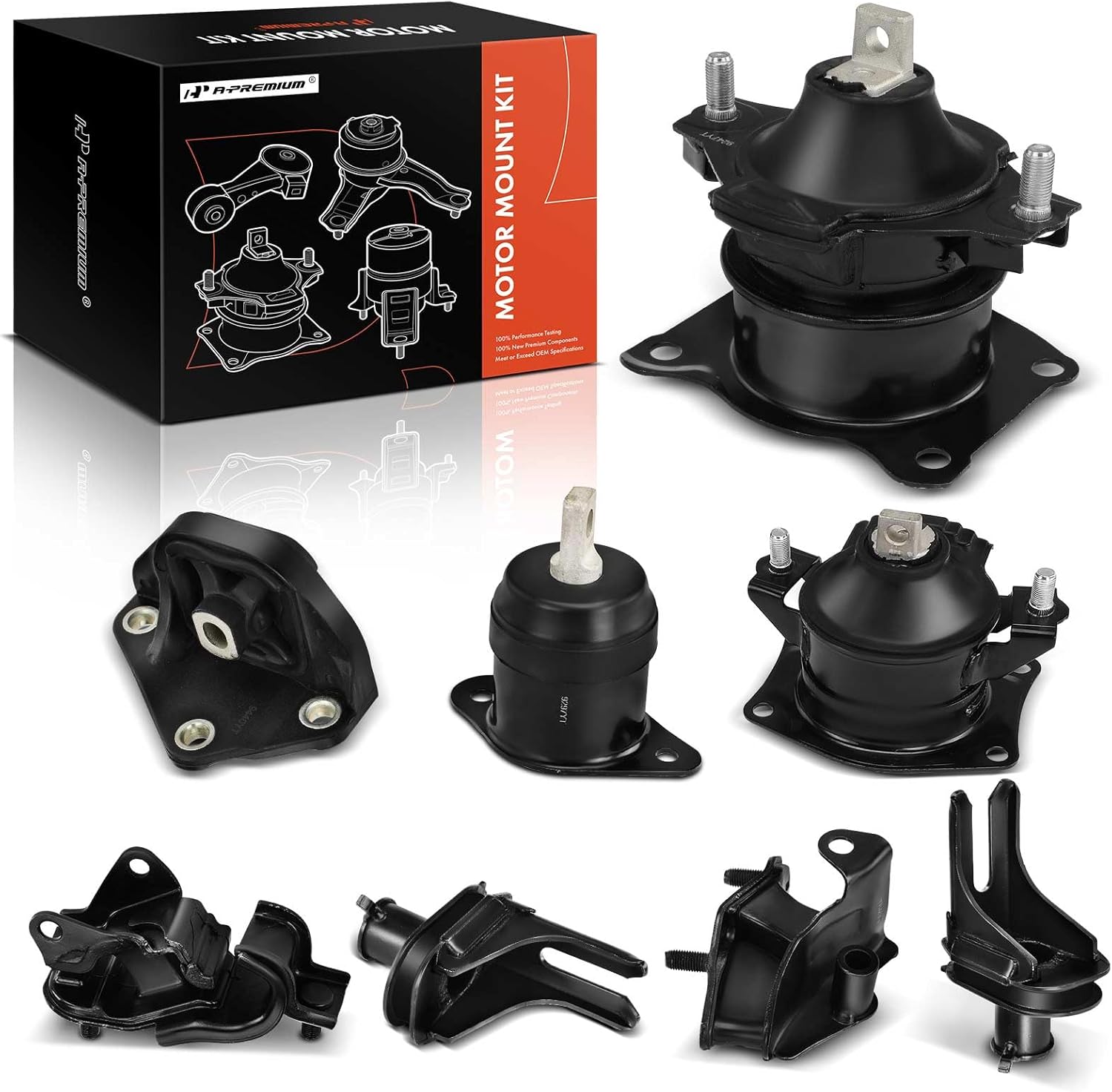 A-Premium 8PCS Engine Motor Mount and Transmission Mount and Suspension Mount Kit Compatible with Acura TSX 2004 2005 2006 2007 2008, 2.4L, Automatic Transmission, Replace# 50850SEAA00, 50870SEAE01