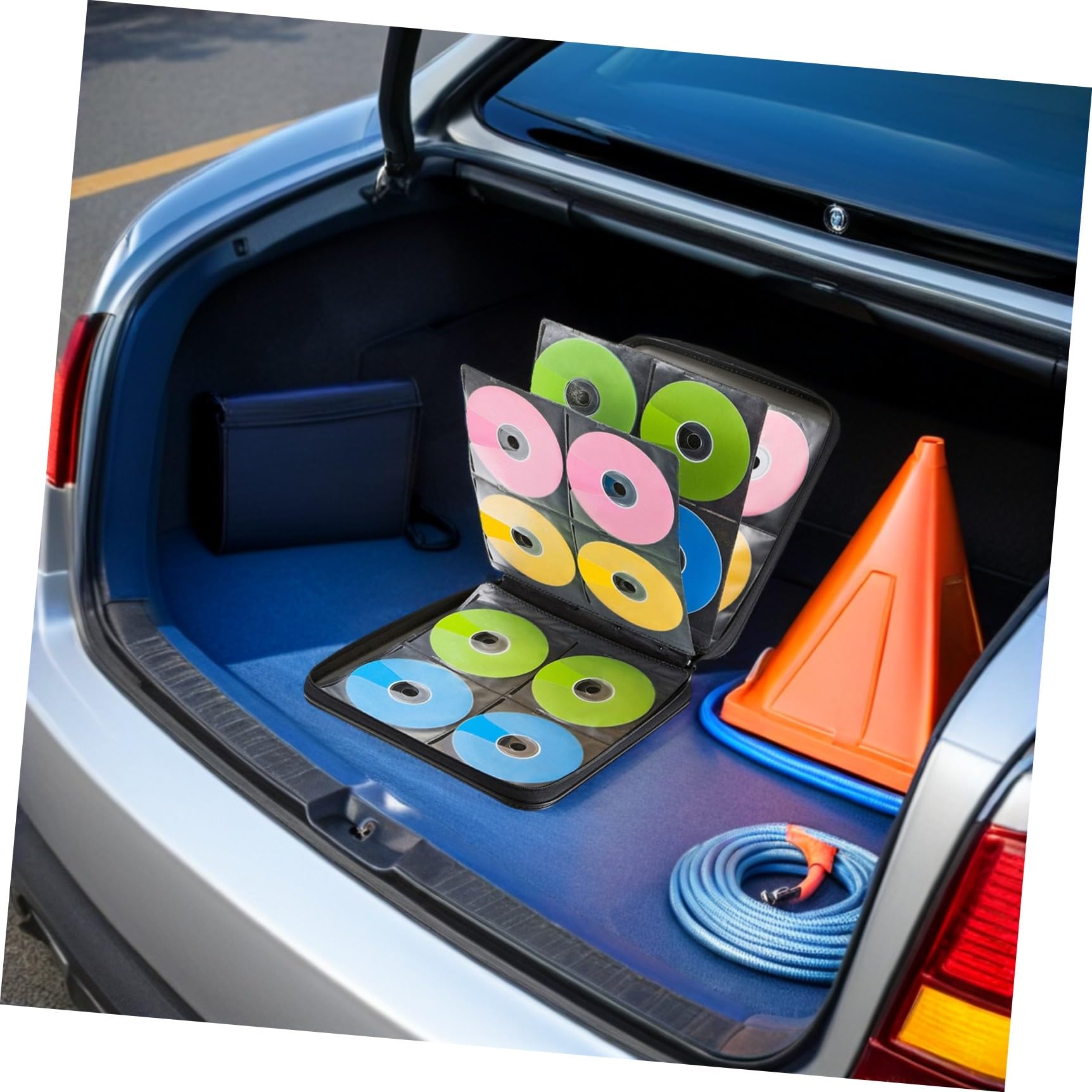 POPETPOP Porta CD da Unità Custodia Porta Dvd Portatile per Auto Realizzata in Materiali di Comoda Maniglia e Cerniera Robusta per Protezione Sicura