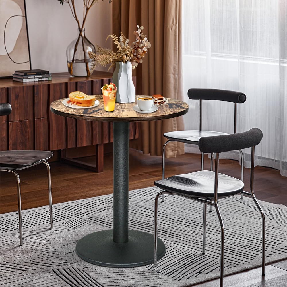 OHMG Tavolo da pranzo in legno quadrato, design piccolo tavolo da cucina per 2-4 persone, tavolo da pranzo per sala da pranzo, salotto, balcone, legno MDF, piede in acciaio, minimalista (circolare-60