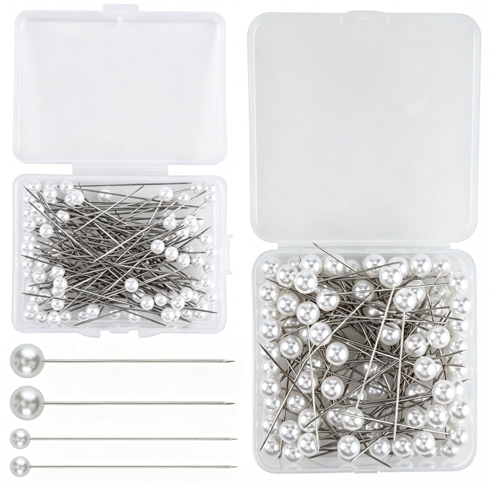 200 Pezzi Perni di Corpetto con Testa di Sfera in Plastica, Spilli Dritti Sartoria Spillo Perni con Testa di Perla, Per Bouquet, Cucito, Artigianato, Decorazioni Per Matrimoni