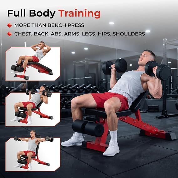 Adjustable Weight Bench,Foldable Pro Heavy-Duty Workout Bench | 1600LBS Bench Press 21-Position Multifunctional Weight Bench with Leg Extension,Iscc Plus Certified for Home Gym