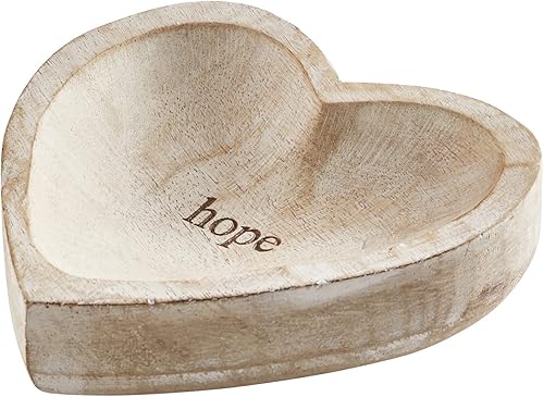 Miniatura 3 de 47th & Main Faithworks - Bandeja de madera de mango en forma de corazón, 6 x 6 pulgadas, Hope