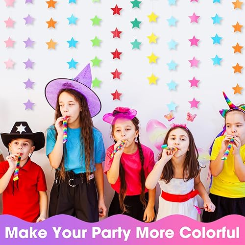 Miniatura 160 de Patelai Guirnalda de estrellas con purpurina decorativa de 130 pies para colgar en banderines de estrellas, telón de fondo para regreso a casa, Rojo