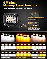 Vista 2 de Auxbeam Serie Blanco Ámbar de 6 Modos, 4 Paquetes de Luces LED Pod Flash Estroboscópico de Advertencia Multifunción, 4" 240W Combo Spot Flood