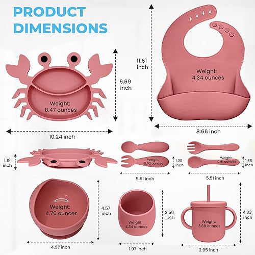 Miniatura 6 de Baby Led Weaning Supplies - Juego de alimentación de silicona para bebés - Juego de platos de succión de silicona ultra completos. Juego de platos