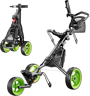 Alllion Golf Push Cart 3 Wheel, Golf Cart Foldable, Multiple Functions Golf Bag Cart for All Ages with Adjustable Handle - Lightweight & Easy Fold Design for Easy Transportation - 12lbs