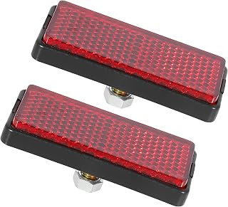 Universal Motorcycle Bike Screw Mount, Reflective Warning Reflector, M5x0.8, 56mm Length, Plastic, Red, 1 Pair