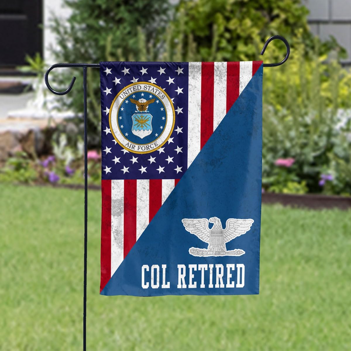 O 6 Colonel Col Rank Insignia Retired Air Force Military Retirement House Flag (29.5x39.5) For Veteran's Day, 4th of july, Double Sided-USA Flags Polyester-Decorative Indoor Outdoor Flag
