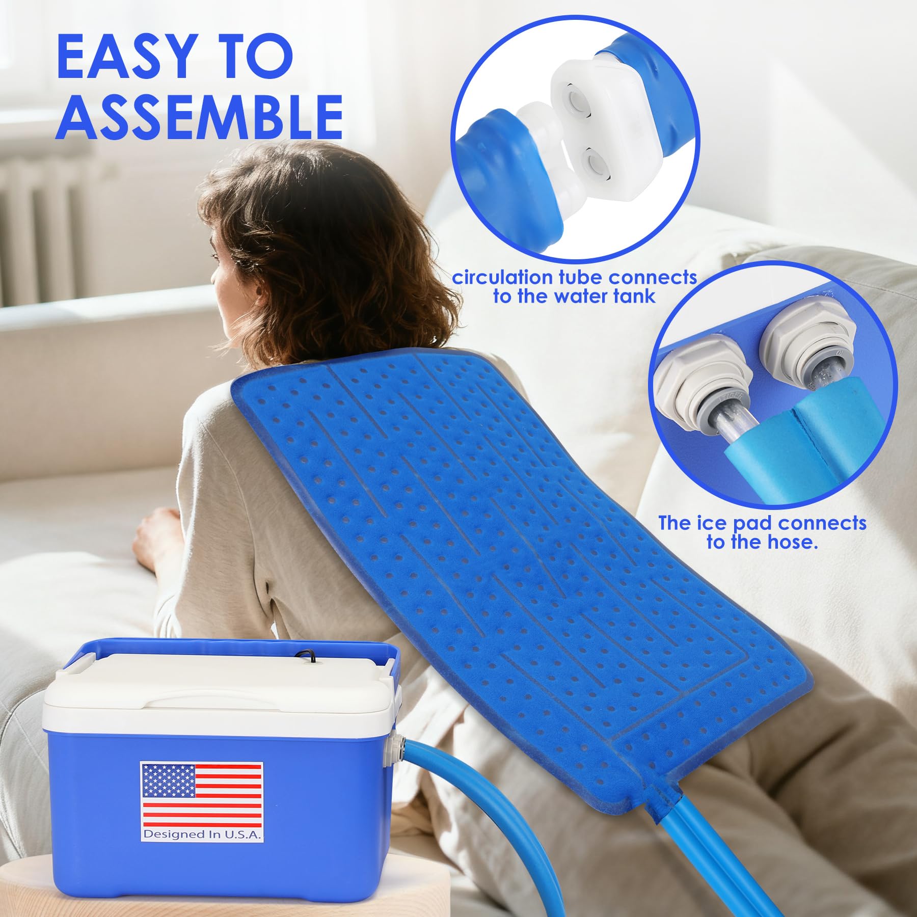 Máquina de terapia de frío con temporizador programable, almohadilla grande universal para hombros, brazos, espalda, cintura, caderas, piernas y rodillas, terapia de hielo para poscirugía, sistema de