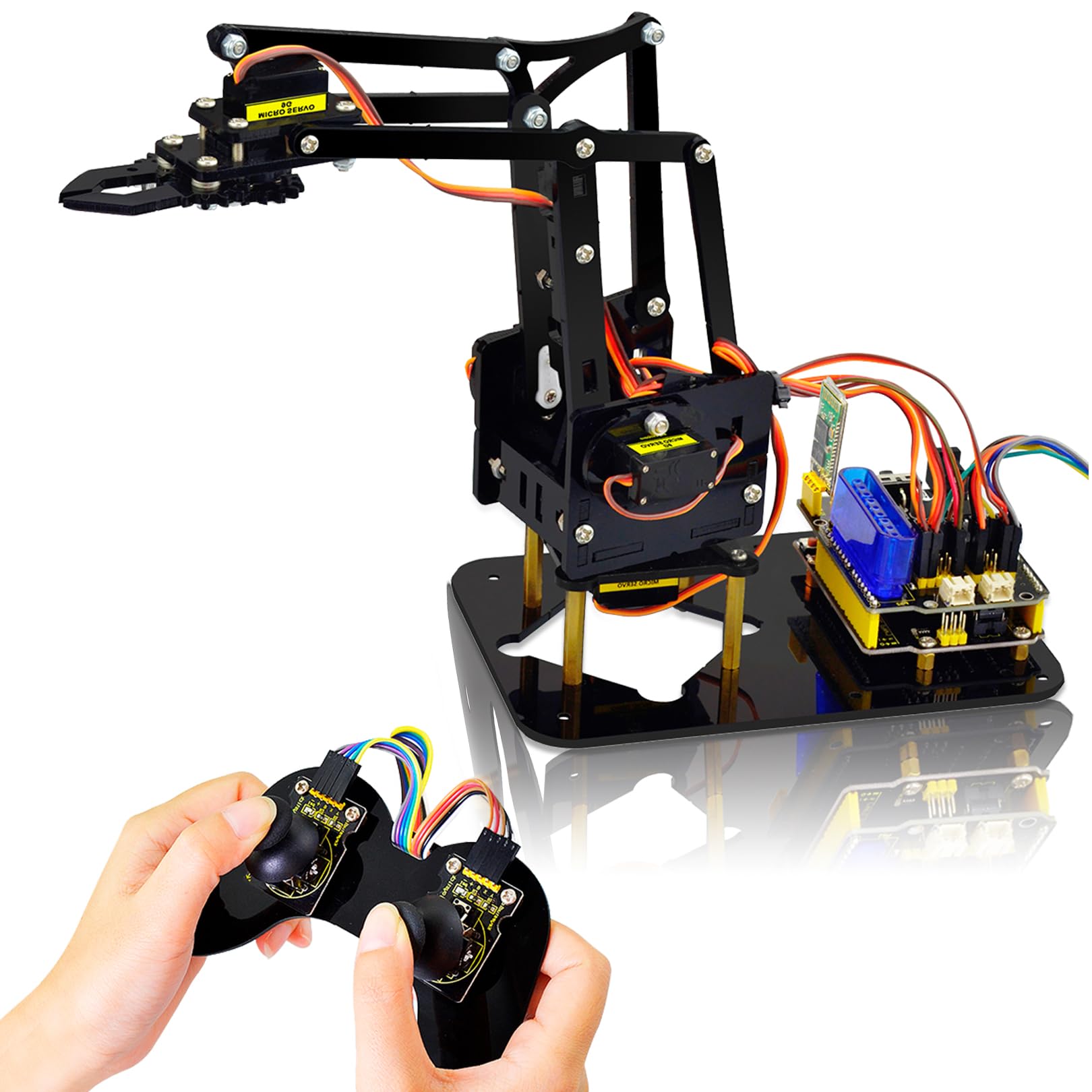 KEYESTUDIO Brazo robótico mecánico con Abrazadera de Garra robótica con servos para Arduino UN0 IDE