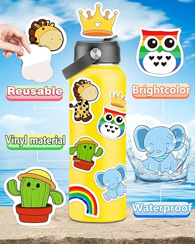 Miniatura 3 de Paquete de 1200 calcomanías de animales para niños y adolescentes, lindas calcomanías estéticas impermeables de vinilo para pegar en botellas de