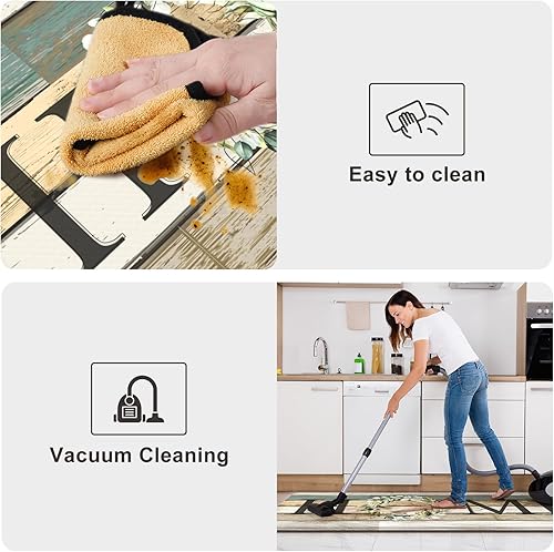 Miniatura 5 de KIMODE 2 tapetes de cocina, acolchados antifatiga, alfombras y tapetes de cocina de granja, antideslizantes, impermeables, para piso, tapete de