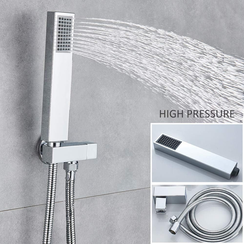 Chrome LCD Digital Shower Faucet Set Waterfall Rain Shower Head with Handheld Shower 3-Way Digital Display Mixer Tap Bath Shower