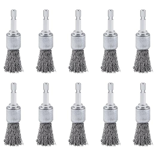 10PCS Wire Brush for Drill, High Carbon Steel Wire Drill Brush Wire Brush, Metal Wire Brush for Drill with 1/4" Hex Shank, Skilled in Handling Metal & Nonmetal Surfaces