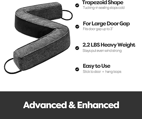 Miniatura 2 de Tope de puerta con peso, tope de corrientes de aire frío de 36 pulgadas para parte inferior de la puerta, aire frío debajo de la puerta, luz, ruido