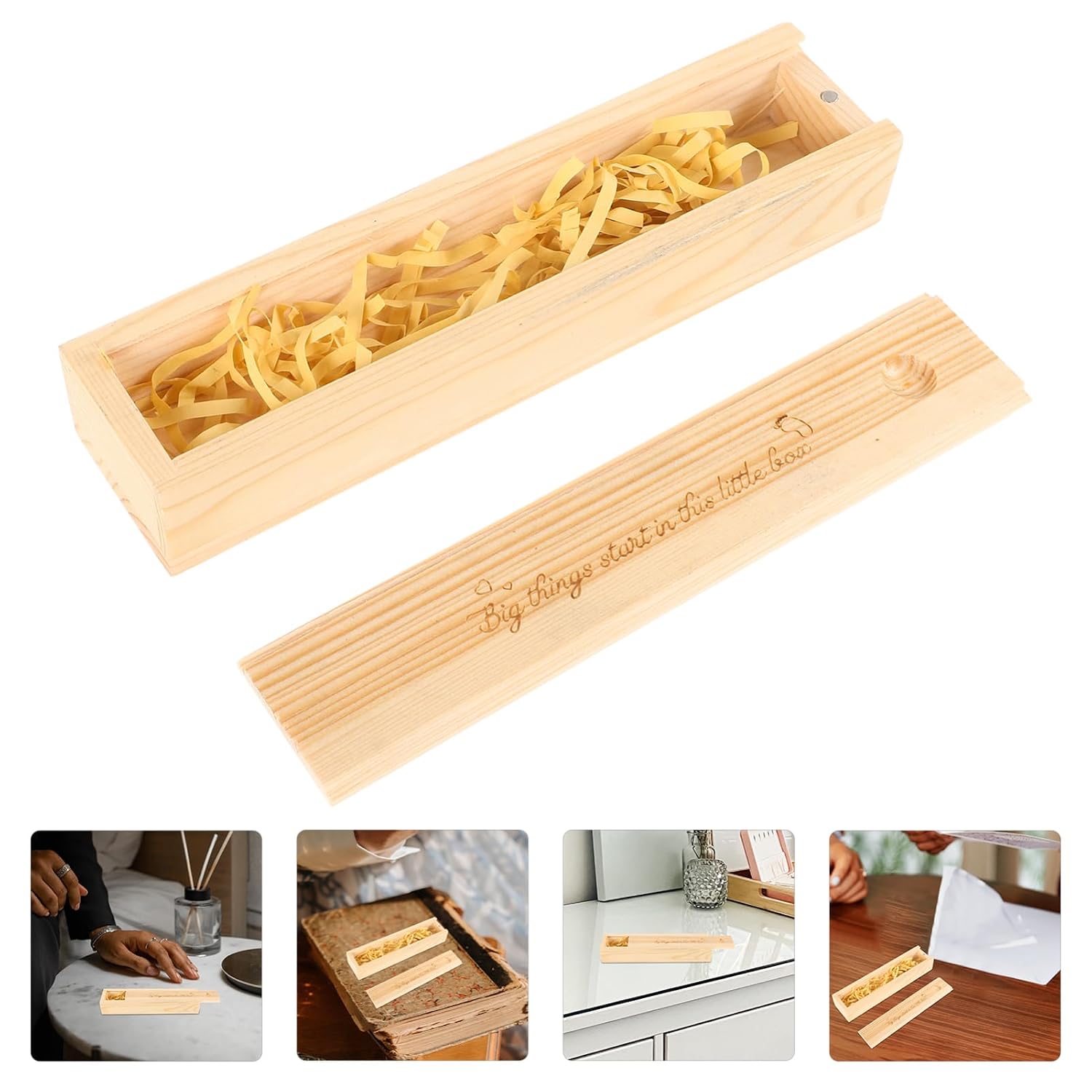 VOSAREA Wooden Pregnancy Test Keepsake Box for Announcement Decorative Storage for Memorable Moments for Preserving First Positive Test and Mementos