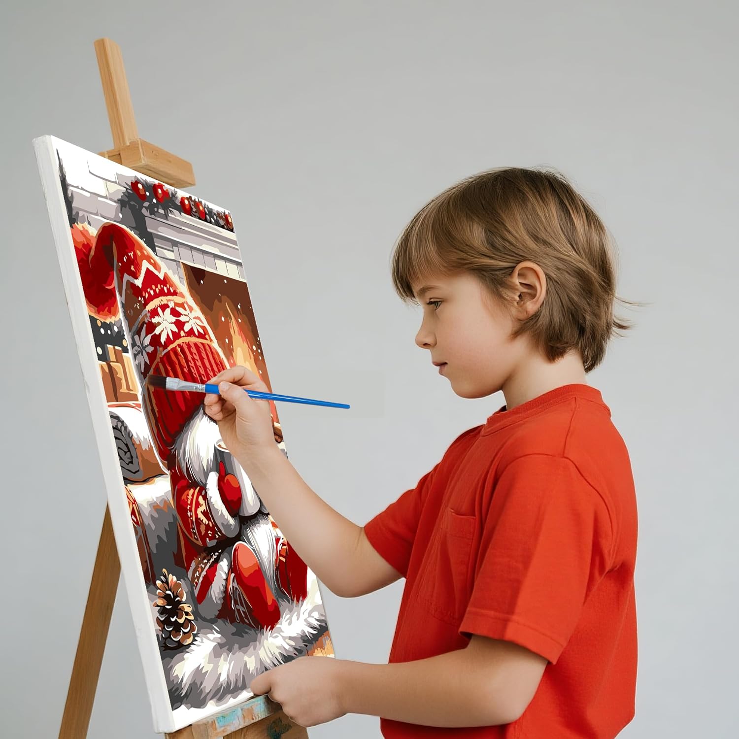 ossomo Paint by Numbers Kit for Adults Beginners with Wooden Frame,Christmas Gnome Paint by Number on Canvas,DIY Painting Kits Art Crafts Suitable for Home Wall Decoration 8x12inch