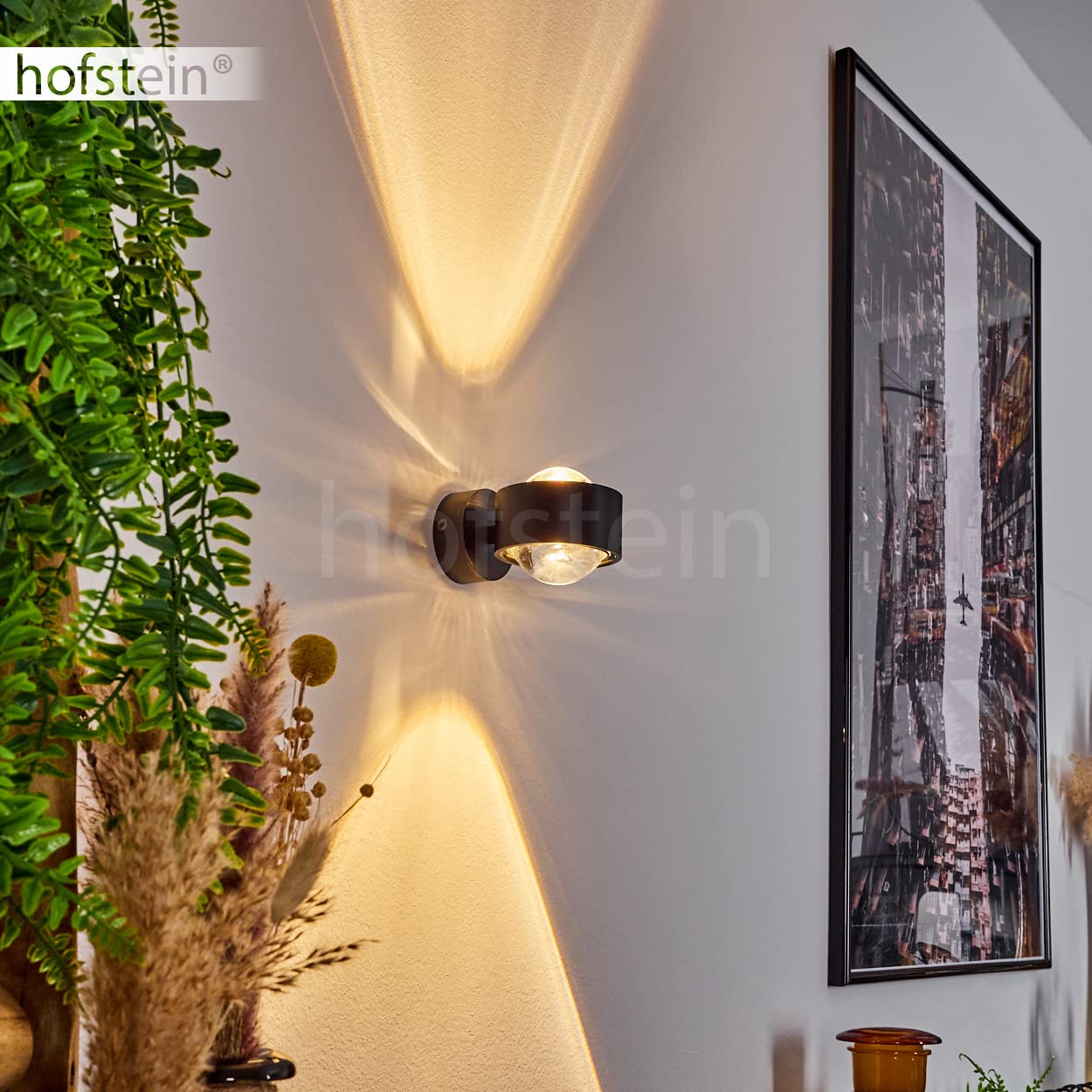Wandleuchte Sapri, moderner Wandstrahler aus Metall in Schwarz und klaren Glas, 1-flammige Zimmerlampe mit Up & Down Lichteffekt, 1 x G9, ohne Leuchtmittel
