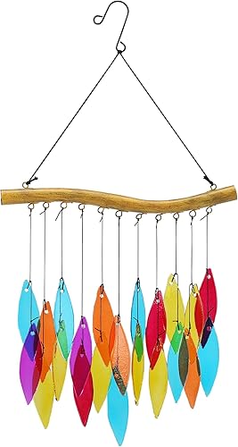 Campanillas de viento de vidrio coloridas, 20 pulgadas, decoración de jardín para patio y hogar (estilo 2)