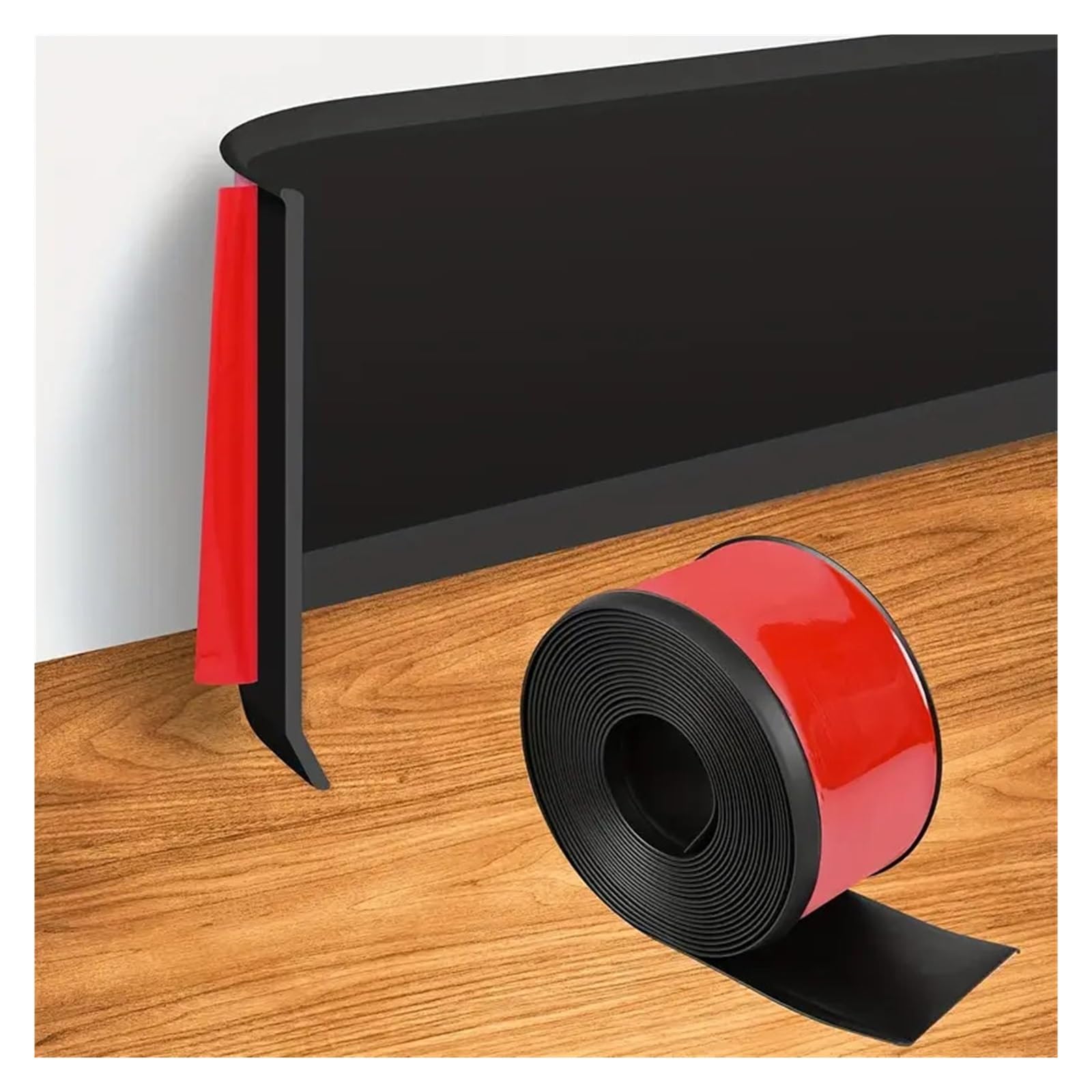 Lvchao Black 1Pc 118.11Inch Pvc Baseboard Flexible Self-Adhesive Wall Border Sticker Waterproof Waist Line Wallpaper Pertain Bathroom Kitchen(Black)
