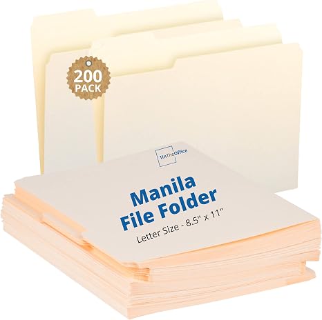 Amazon.com : 1InTheOffice Manila Folders 8.5 x 11, 1/3 Cut Manila File ...
