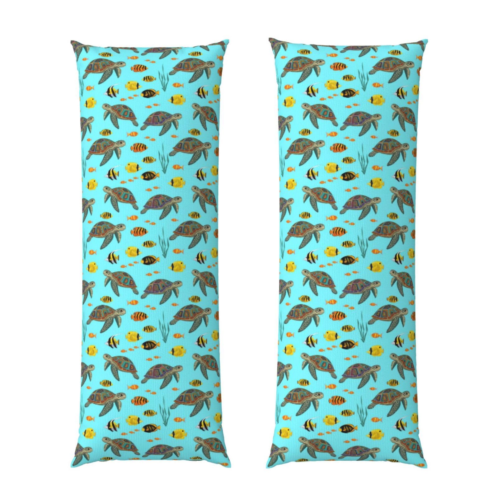 Body Pillow Case 20x60 Inch, Mint Grenn Turquoise Sea Turtles, Zippered Cozy Pillow Cover, Softffy Fabric, Comfortable Protector for Bedroom Couch Sofa