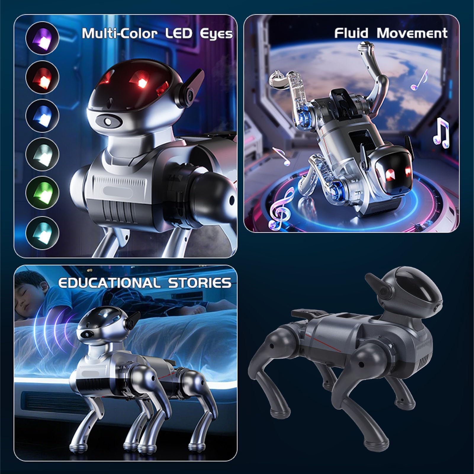 RiToEasysports Perro Robot, Inteligente Programable Control Remoto, Cachorro Robótico con Baile y Juguete Interactivo para Niños Regalos Cumpleaños Educación Diversión en Casa