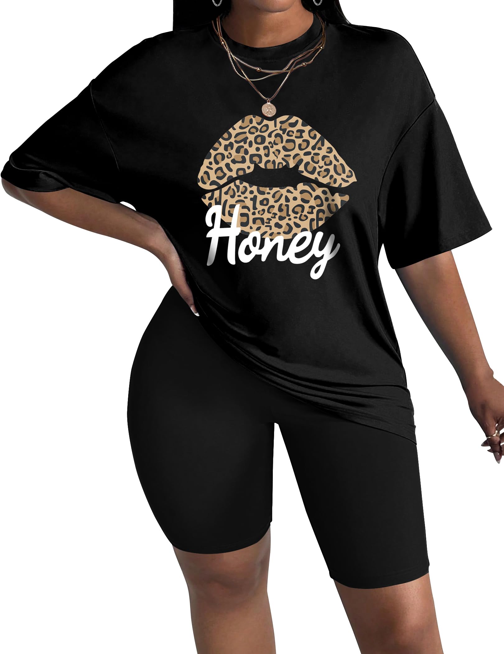 Ekouaer Women 2 Piece Lounge Sets Moisture Wicking Summer Outfits 2026 Oversized T-Shirt and Biker Short Matching Sets