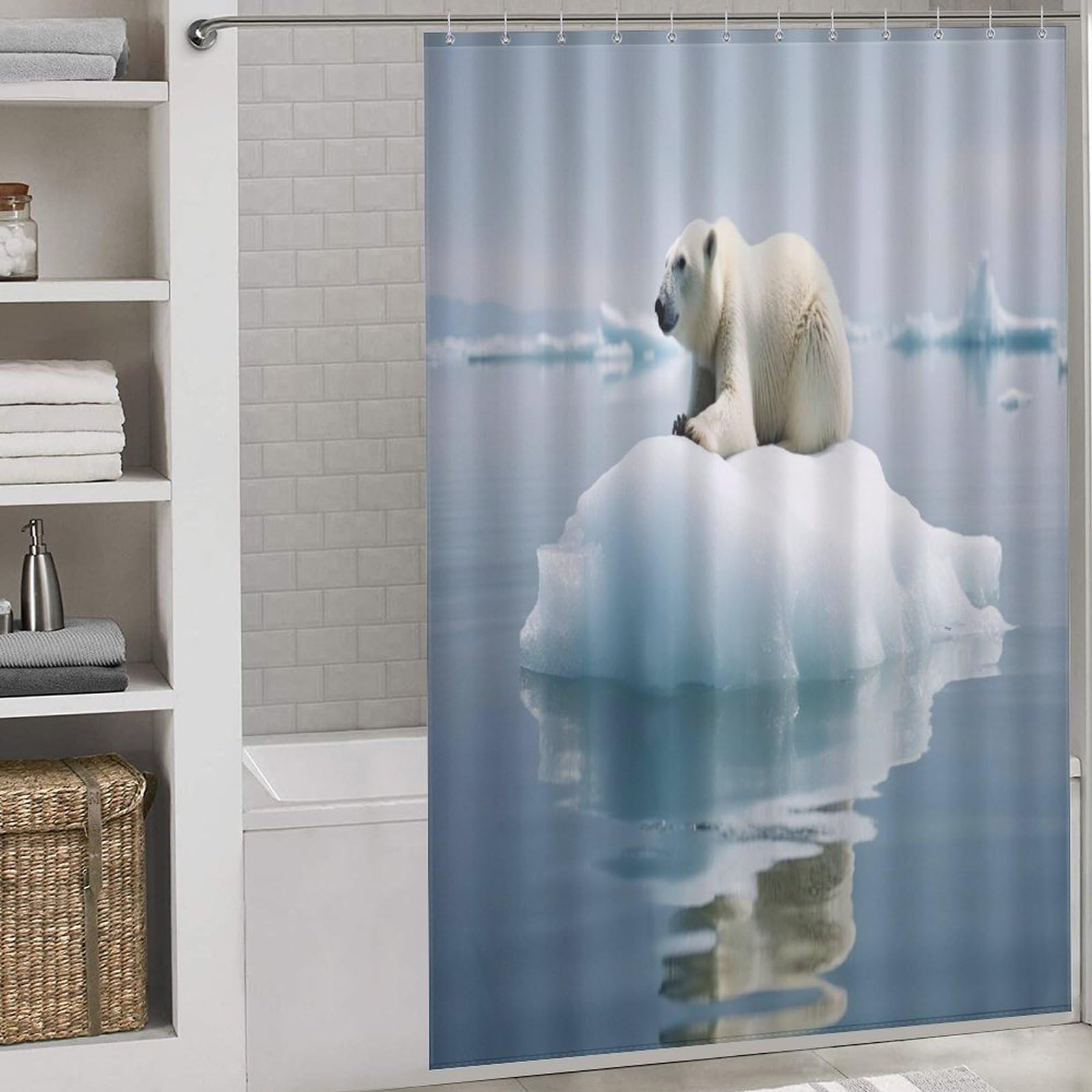 Rideau de douche ours polaire imperméable pour protéger le sol et égayer la salle de bain