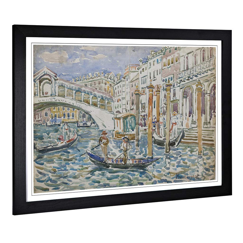 Big Box Art Framed Print of Maurice Pendergrast Rialto Venice Design | Wall Art Picture | Home Decor for Kitchen, Living Room, Bedroom, Hallway, Black, A2 / 24.5x18 Inch / 62x45cm