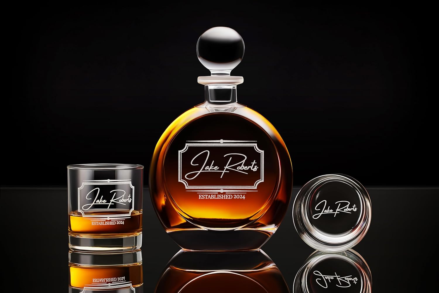 Custom Whiskey Decanter Set - Liquor Decanter w/Whiskey Glass Set Options - Premium Engraving Quality - Fathers Day Gift, Groomsman, Birthday & Retirement Gifts for Men- Comes with Free Gift Boxes - Image 7