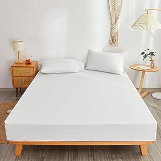 Cotton Comfort Bedding 40cm Extra Deep Double Fitted Sheet 100% Egyptian Cotton 400 Thread Count Fitted Bed Sheets Double Soft & Luxury Hotel Quality Extra Deep Double Bed Sheets (White, Double)