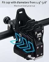 Vista 3 de Portavasos Extra Grande para Motocicleta ATV, Soporte Ajustable para Bebidas para Botella de Agua de 1.9 – 3.6", Jaula Universal Antirrobo