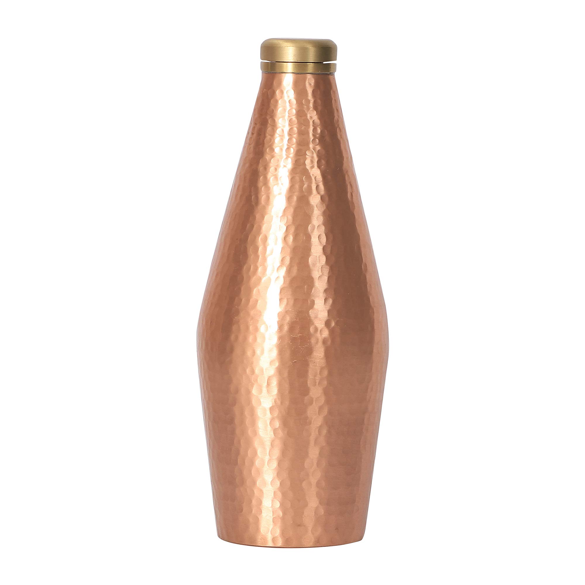De Kulture Works Handcrafted Pure Copper Bottle Brass Nob Hand Hammered Bottle 750ml (Brown)