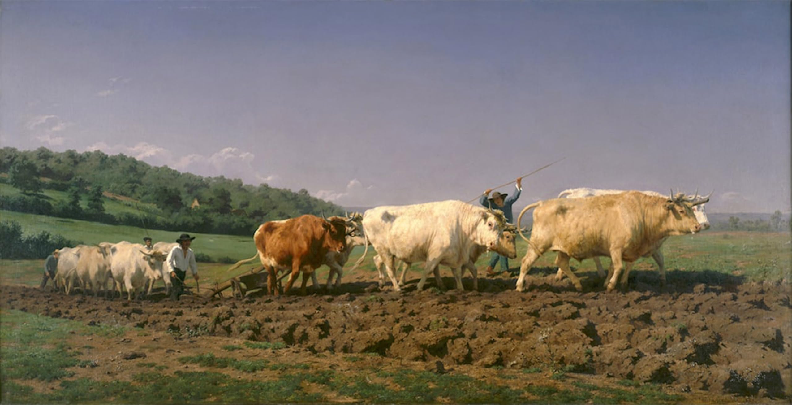 ARTXLXXBN Famous Prints Artwork Pictures Poster Painting Art Ploughing in Nevers by Rosa Bonheur Artwork Landscape Pictures for Home Decor 60x90cm